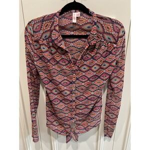 Sweet Pea By Stacy Frati Mesh Top Size Small Geometric Funky Hippie Colorful Y2K